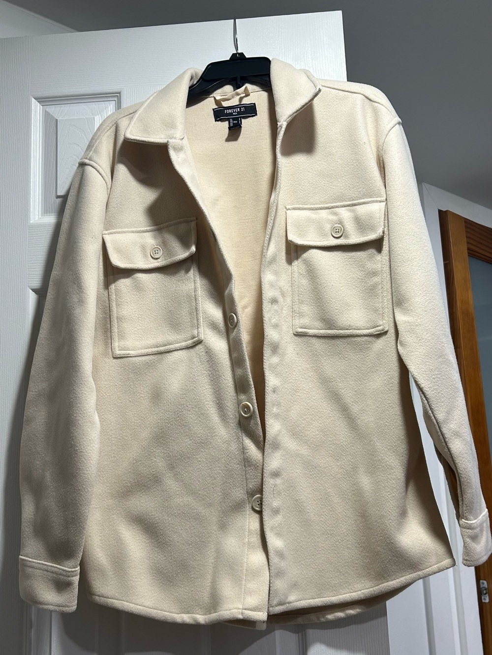 Forever 21 Cream Utility Shacket Jacket